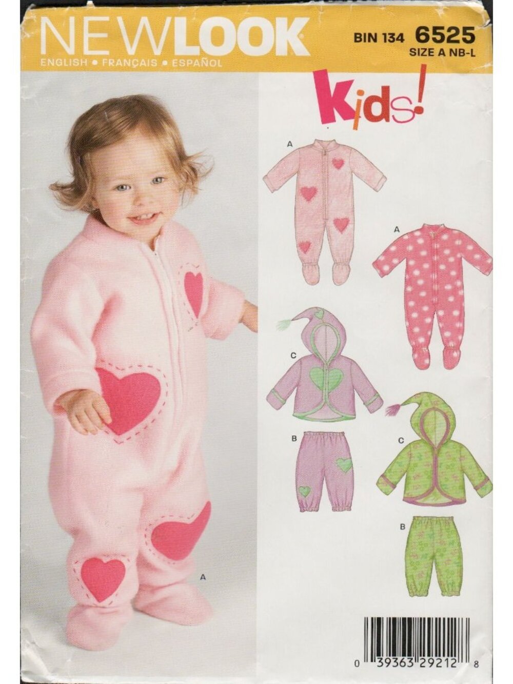 Simplicity New Look 6525 Pattern Babies Footed Sleeper Romper Jacket Pants Uncut